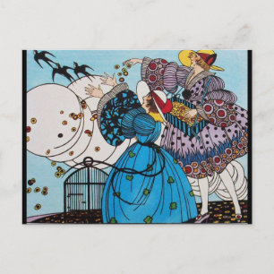 4 SEIZOENEN / VOORJAARSVOGELS / MODE KOSTUUMONTWER BRIEFKAART