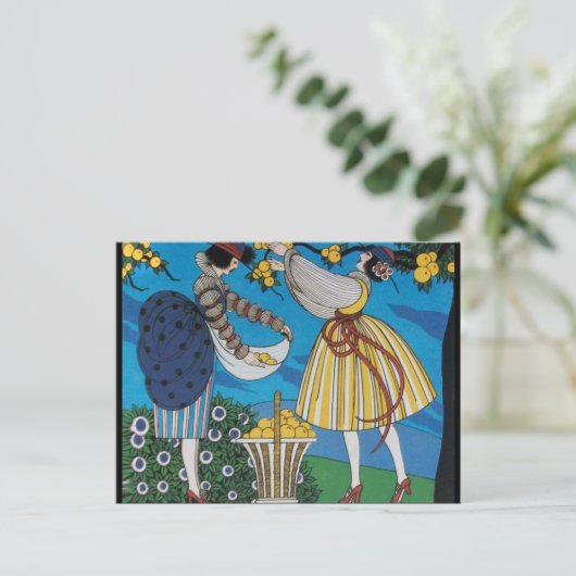 4 SEIZOENEN / ZOMERTUIN / MODE KOSTUUMONTWERPER BRIEFKAART (Staand voorkant)