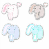 4 Set Bunny Vinyl Stickers (Voorkant)