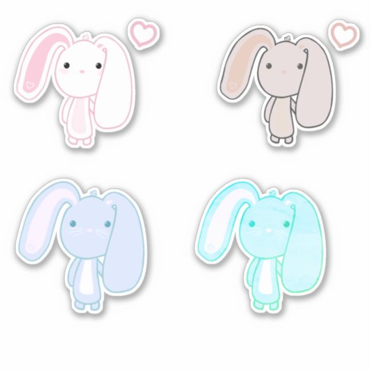 4 Set Bunny Vinyl Stickers (Voorkant)