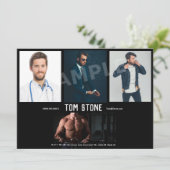 4 Sjabloon Photo Actor Headshot Comp Card Kaart (Staand voorkant)