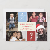 4 snowman snowman snoeprietkerstmis met fotoraster feestdagenkaart (Voorkant)