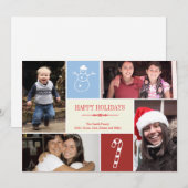 4 snowman snowman snoeprietkerstmis met fotoraster feestdagenkaart (Voorkant / Achterkant)