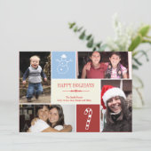 4 snowman snowman snoeprietkerstmis met fotoraster feestdagenkaart (Staand voorkant)