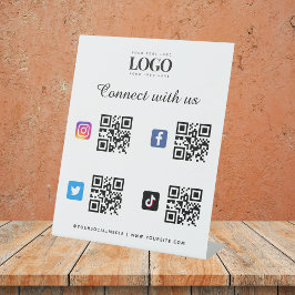 4 Sociale media Qr-code Scannen Logo TikTok Instag Reclamebord Met Voetstuk