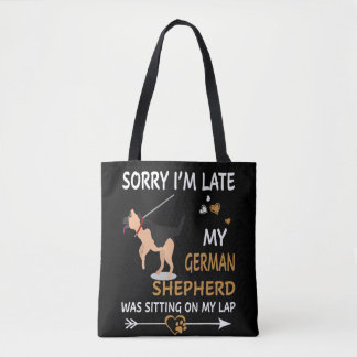 4 Sorry dat ik te laat ben, mijn Duitse herder zat Tote Bag