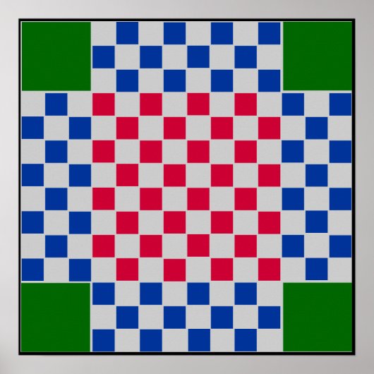 4-speler - Chess LABEL Board Grid (~1-inch magneet Poster (Voorkant)