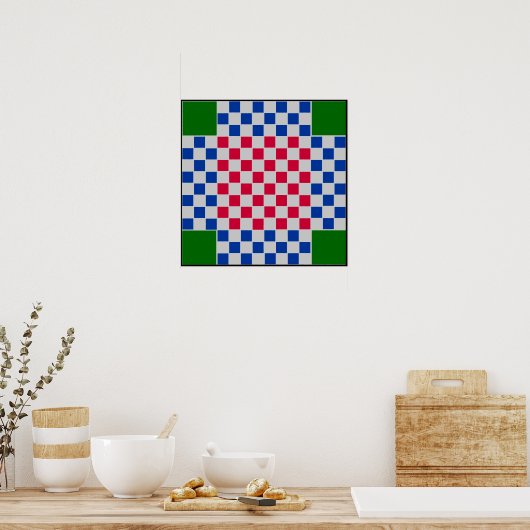 4-speler - Chess LABEL Board Grid (~1-inch magneet Poster (Keuken)