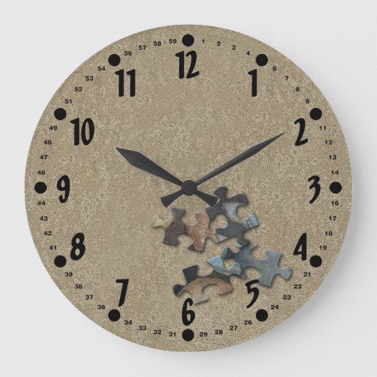 4 Spierpuzzelstukjes Sandy Texture Earth Tone Grote Klok (Voorkant)