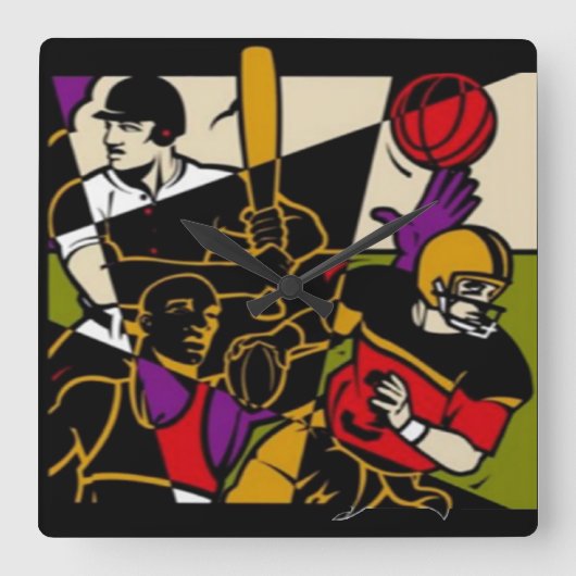 4 Sportwandklok Vierkante Klok (Voorkant)