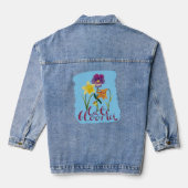 4 Spring and Summer Flowers with Fancy Text Denim Jacket (Achterkant)