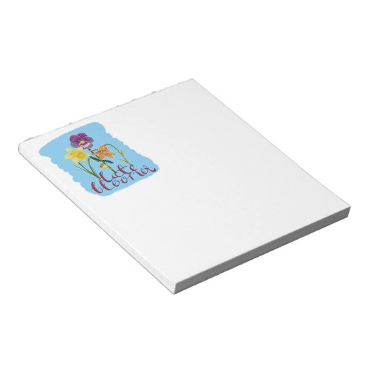 4 Spring and Summer Flowers with Fancy Text Notitieblok (Schuin)