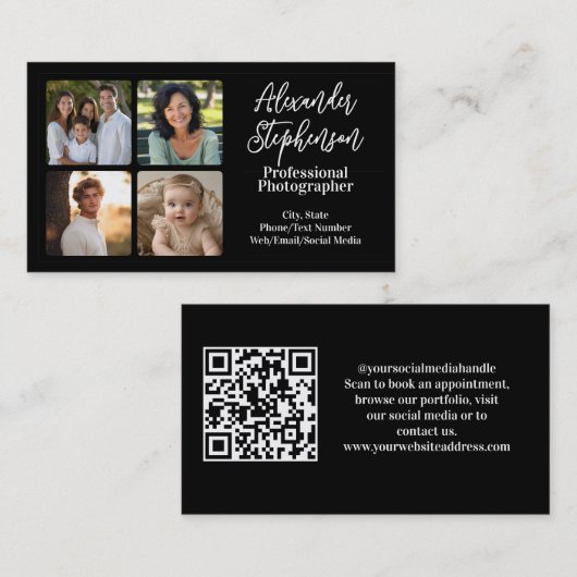 4 Square Photo Instagram Professional Photographer Visitekaartje (Voorkant / Achterkant)