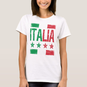 4 Star Italia met Italiaanse vlag in retro-stijl T-shirt