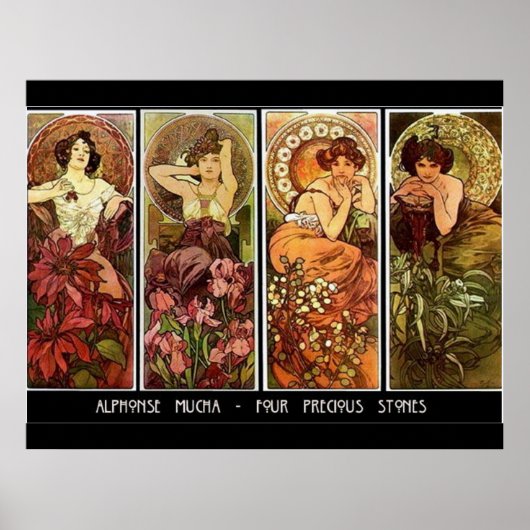 4 Stenen Alphonse Mucha Print (Voorkant)