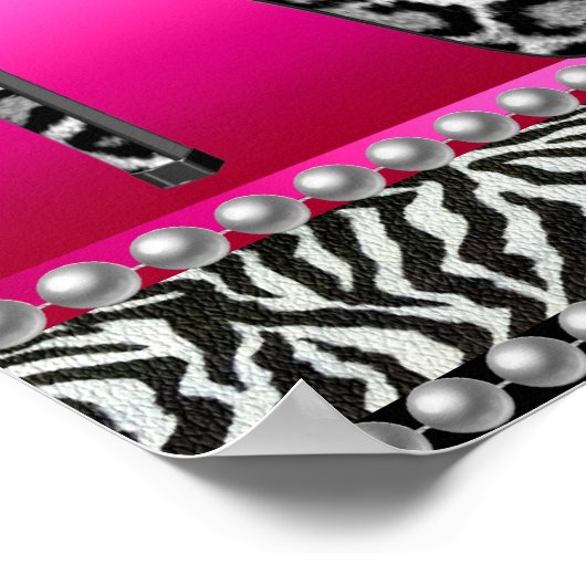 4 Stephanie Banner Hot Pink Zebra Leopard Poster (Hoek)