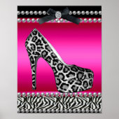 4 Stephanie Banner Hot Pink Zebra Leopard Poster (Voorkant)