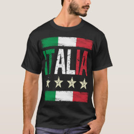 4 Sterren Italia met Italiaanse vlag verdrietig re T-shirt