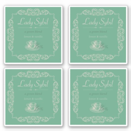 4 stks  aangepaste groene thee sticker (Voorkant)