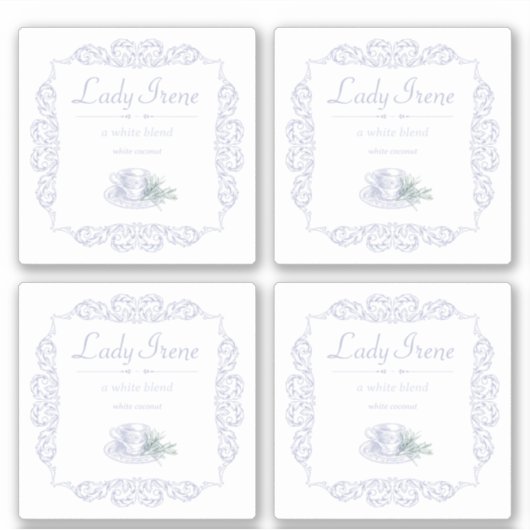 4 stks aangepaste witte thee sticker (Voorkant)
