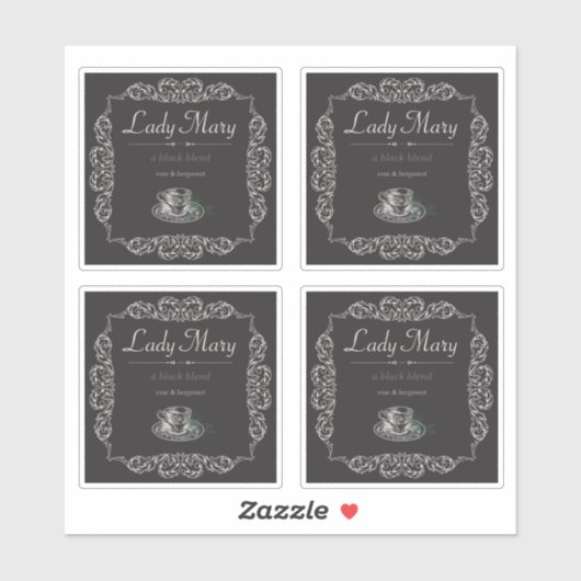 4 stks  aangepaste zwarte thee sticker (Vel)