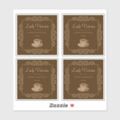 4 stks Bruine aangepaste koffie Sticker (Vel)