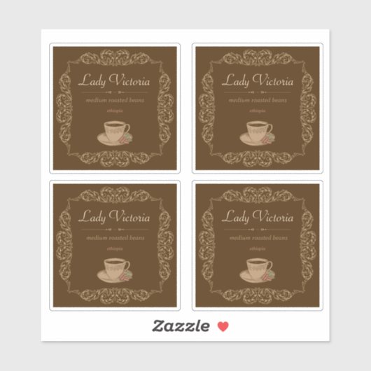 4 stks  Bruine aangepaste koffie Sticker (Vel)