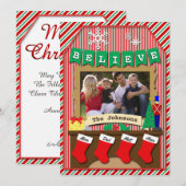 4-Stocking Dated · GELOVEN · Vrolijk Kerstfeest Feestdagenkaart (Voorkant / Achterkant)