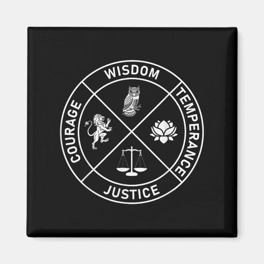 4 Stoïcijnse deugden Wijsheid Temperance Gerechtig Magneet (Voorkant)