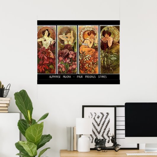 4 Stones Alphonse Mucha Print (Thuiskantoor)