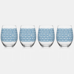 4 stuk Stemless wijnglazen Bohemian Blues Wijnglas Zonder Voet