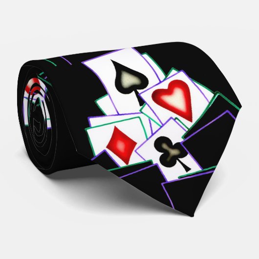 4 Suite-kaartontwerp op zwart Stropdas (Opgerold)