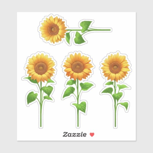 4 Sunflower Stickers (bright) (Vel)