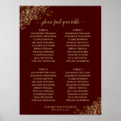 4 Tabel Gold Frills Wedding Seating Chart Auburn Poster (Voorkant)