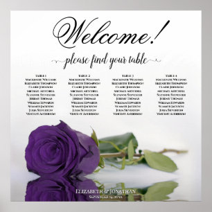 4 Tabel Koninklijk Paars Roos Elegant Zitplaatje Poster