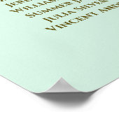 4 Tabel Neo Munt Green Wedding Seding Chart Gold Poster (Hoek)
