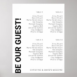 4 tabel Simple White Wedding Seating Chart Poster