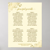 4 Tafel Gold Frills Wedding Seite Chart Cream Poster (Voorkant)