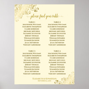 4 Tafel Gold Frills Wedding Seite Chart Cream Poster