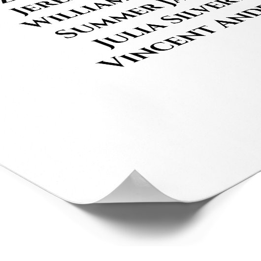 4 tafel Paarse Rozen Elegante bruiloft zitgrafiek Poster (Hoek)