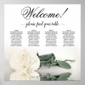4 Tafel Wit Rose Elegant Bruiloft Zittafel Grafiek Poster (Voorkant)