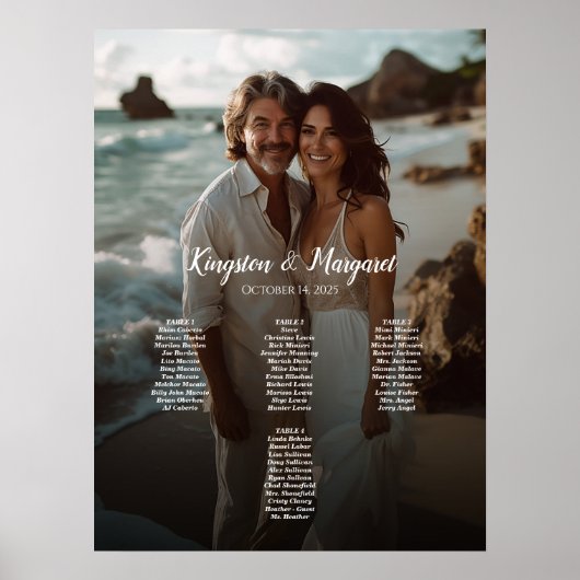 4 tafels elegante foto bruiloft zitgrafiek poster (Voorkant)