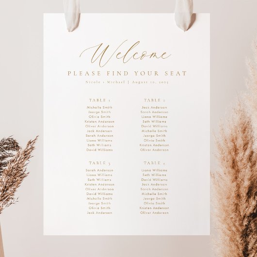 4 Tafels Welkom Zitplaatskaart Poster