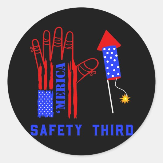 4 th of July Firework Safety Third Ronde Sticker (Voorkant)
