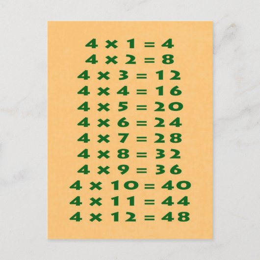 #4 Times Table Collectible Briefkaart (Voorkant)