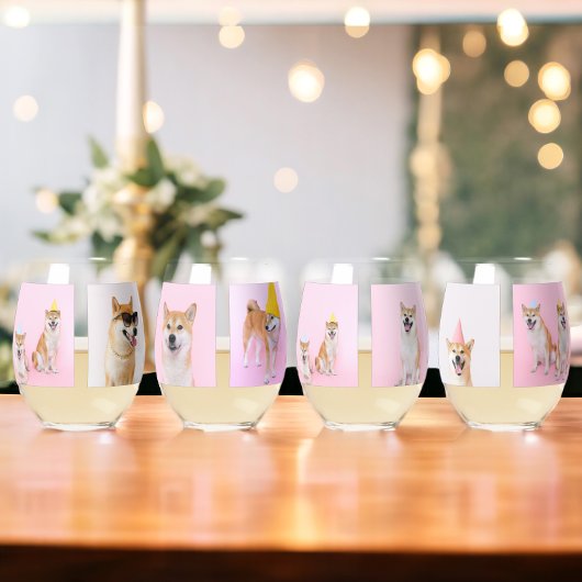 4 tot 16 Fotocollage gepersonaliseerd Wijnglas Zonder Voet