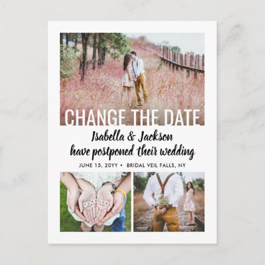 4 Uitstel van fotoweddenschap | De nieuwe datum op Aankondigingskaart (Voorkant)