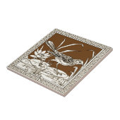 #4 van 12 Repro 1880s Minton Mocha Bird Series Tegeltje (Zijkant)