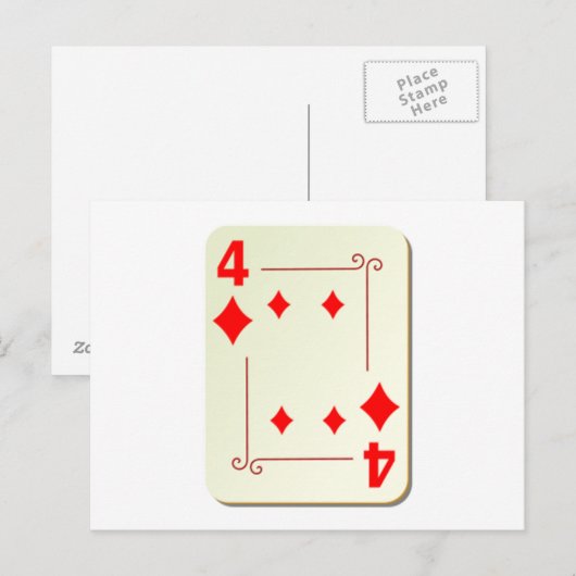 4 van de Diamonds-speelkaart Briefkaart (Voorkant / Achterkant)