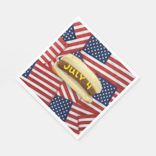 4 van juli Feest met Hot Dogs Servet (Hoek)